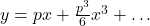 y = px + \frac{p^3}{6}x^3 + \ldots
