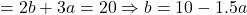 = 2b + 3 a = 20 \Rightarrow b = 10 - 1.5a