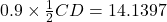 0.9 \times \frac{1}{2}CD = 14.1397