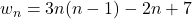 w_n = 3n(n - 1) - 2n +7