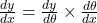 \frac{dy}{dx} = \frac{dy}{d\theta} \times \frac{d\theta}{dx}