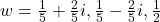 w = \frac{1}{5} + \frac{2}{5}i,\frac{1}{5} - \frac{2}{5}i, \frac{1}{2}