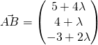 \vec{AB}=\begin{pmatrix}{5+4\lambda}\\{4+\lambda}\\{-3+2\lambda}\end{pmatrix}