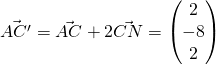 \vec{AC'} = \vec{AC} + 2\vec{CN} = \begin{pmatrix}2\\-8\\2\end{pmatrix}