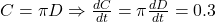 C = \pi D \Rightarrow \frac{dC}{dt} = \pi \frac{dD}{dt} = 0.3